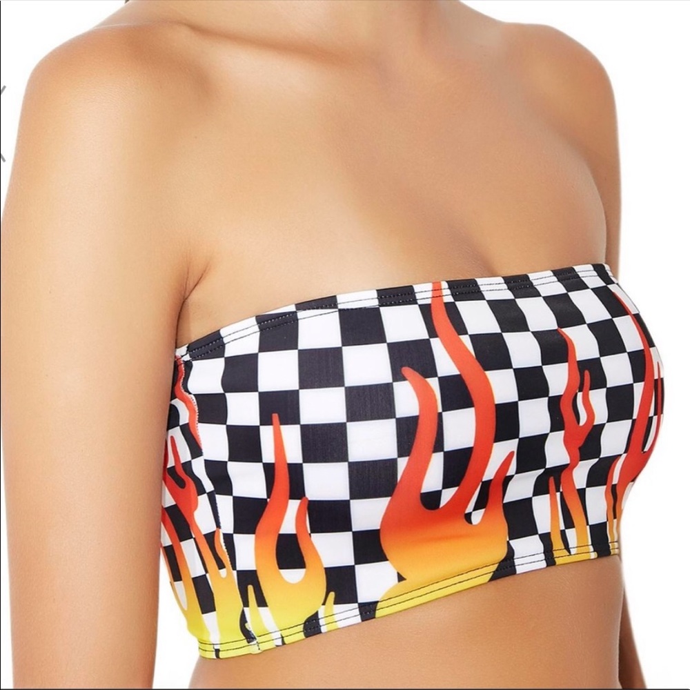 CHECKERED FLAME TUBE TOP - Picture 3 of 4
